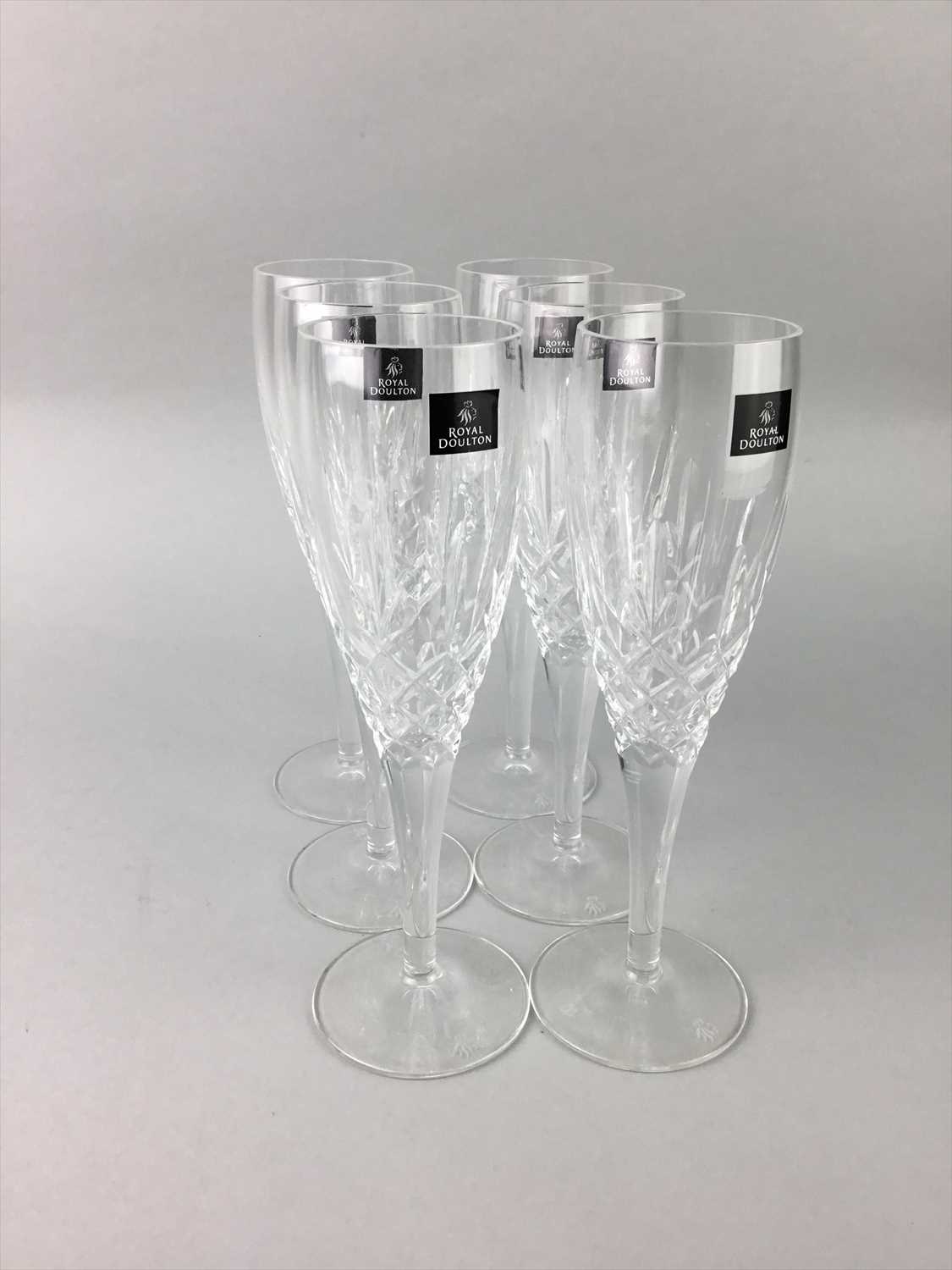 Lot 154 - A LOT OF TWO BOXED SETS OF SIX ROYAL DOULTON CHAMPAGNE FLUTES