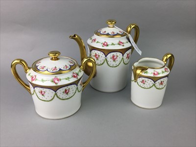 Lot 177 - A LIMOGES TEA POT, SUGAR AND CREAM AND OTHER CERAMICS