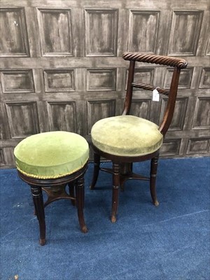 Lot 282 - A VICTORIAN HEIGHT ADJUSTABLE CHAIR