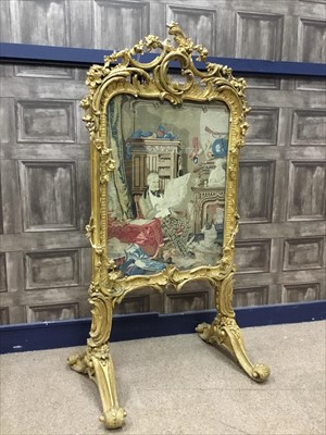 Lot 1706 - A VICTORIAN GILTWOOD AND PLASTER FIRESCREEN