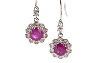 Lot 267 - A PAIR OF RUBY AND DIAMOND EARRINGS