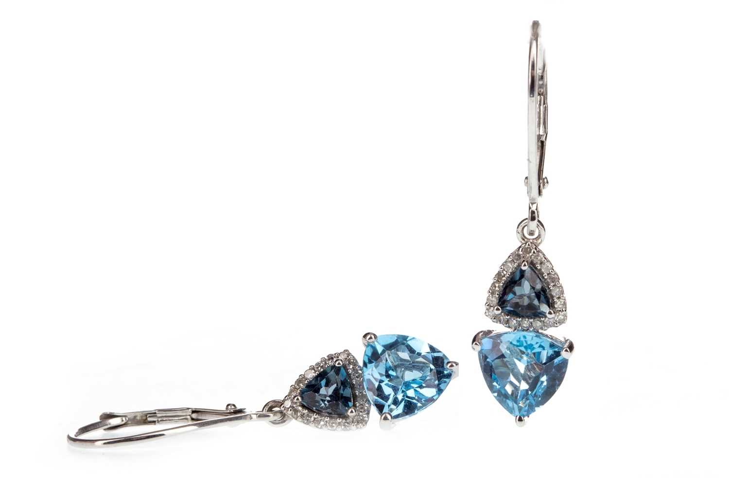 Lot 271 - A PAIR OF TOPAZ AND DIAMOND EARRINGS