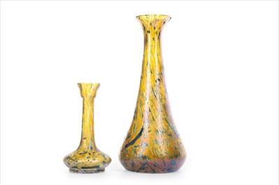 Lot 1325 - A BOHEMIAN GLASS VASE BY KRALIK ALONG WITH ANOTHER