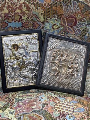 Lot 76 - A SILVER PANEL DEPICTING GLASGOW EMPIRE EXHIBITION 1880 AND TWO OTHER ITEMS