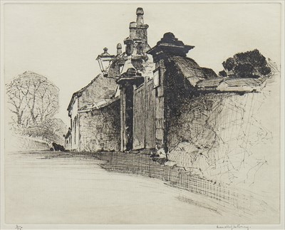 Lot 484 - ENTRANCE TO THE CHURCH, AN ETCHING