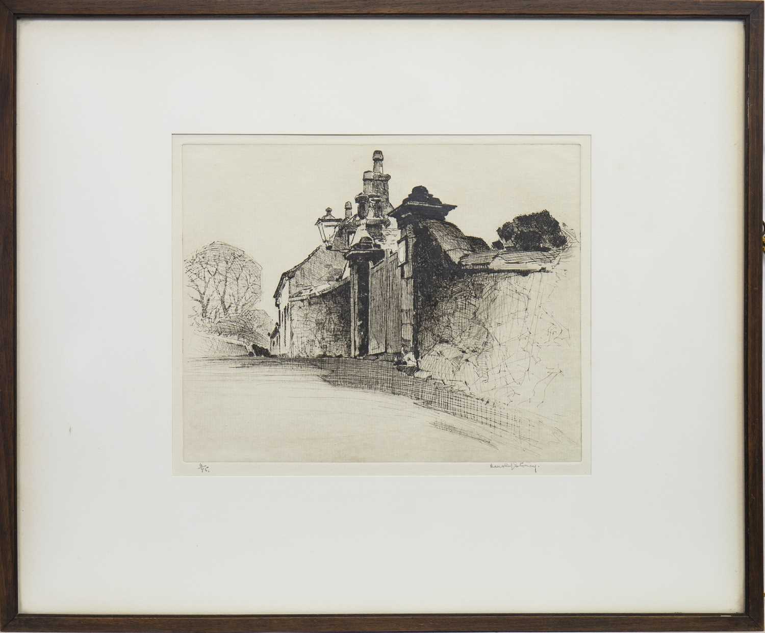 Lot 484 - ENTRANCE TO THE CHURCH, AN ETCHING