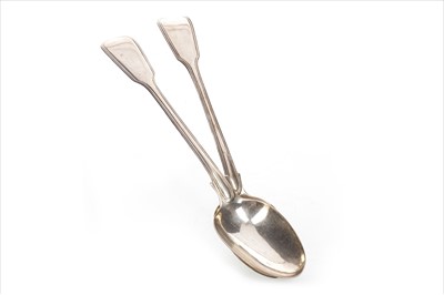 Lot 897 - A PAIR OF SILVER BASTING SPOONS