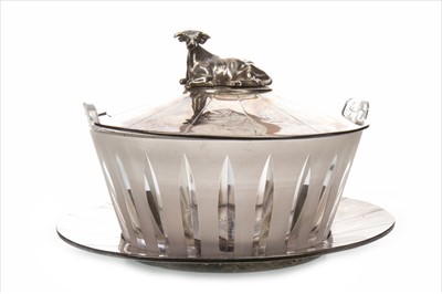 Lot 901 - A  SILVER AND FROSTED GLASS BUTTER DISH