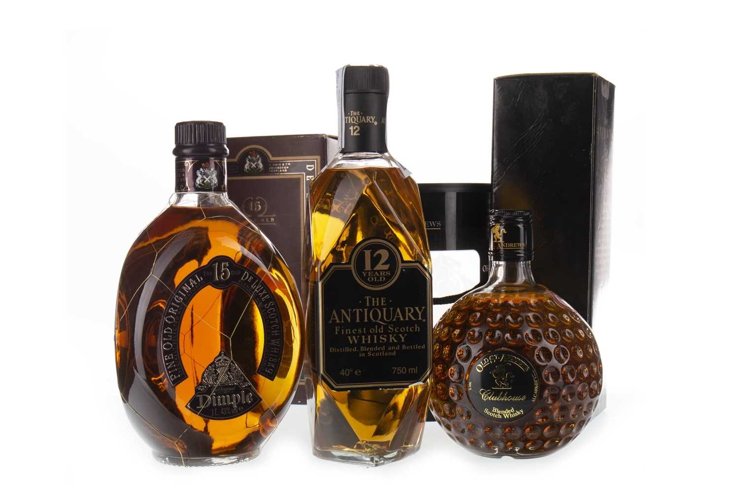 Lot 402 - DIMPLE 15 YEARS OLD, OLD ST ANDREWS AND ANTIQUARY 12 YEARS OLD