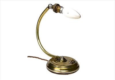 Lot 1722 - AN ARTS & CRAFTS BRASS TABLE LAMP