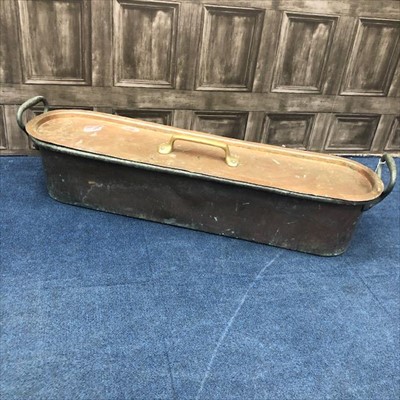 Lot 352 - A LARGE COPPER LIDDED FISH PAN