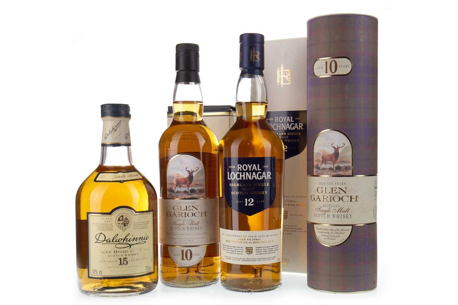 Lot 305 - ROYAL LOCHNAGAR 12 YEARS OLD, GLEN GARIOCH 15 YEARS OLD AND DALWHINNIE 15 YEARS OLD
