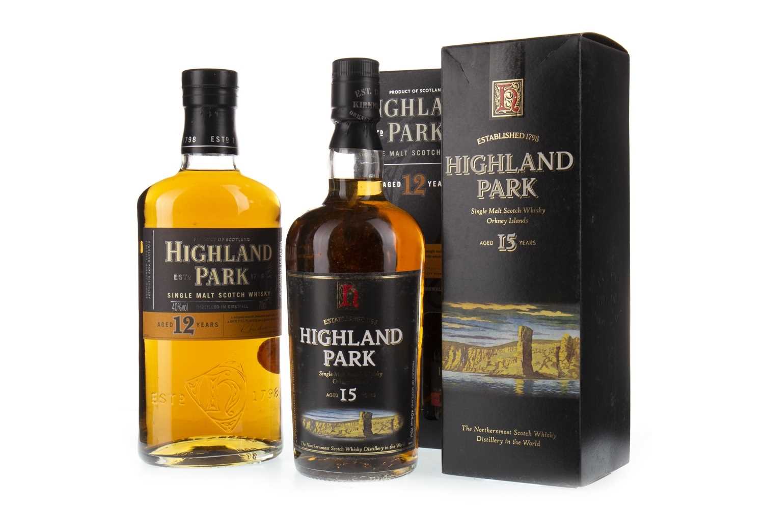 Lot 306 - HIGHLAND PARK 15 YEARS OLD, 12 YEARS OLD AND ONE 18 YEAR OLD MINIATURE