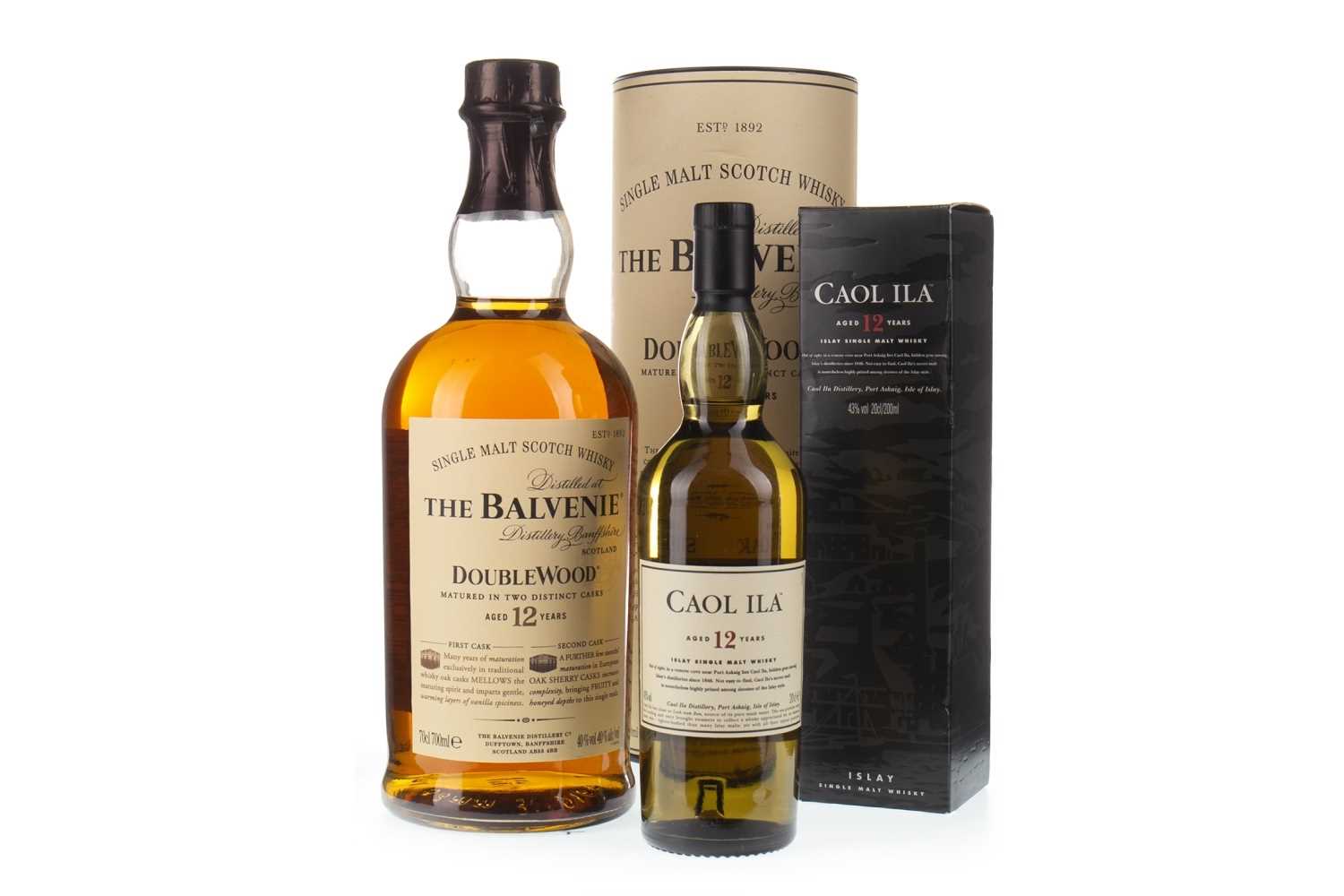 Lot 315 - BALVENIE DOUBLEWOOD 12 YEARS OLD 70CL AND CAOL ILA 12 YEARS OLD