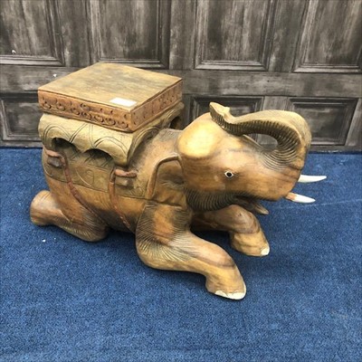Lot 393 - A CARVED WOOD PLANT STAND MODELLED AS AN ELEPHANT