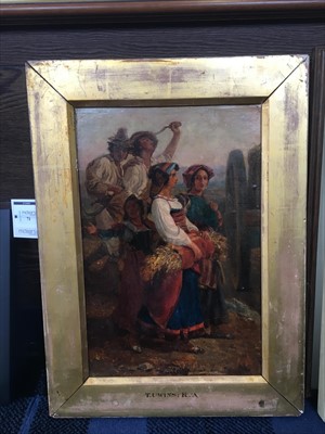 Lot 165 - BRINGING HOME THE HARVEST, AN OIL BY THOMAS UWINS