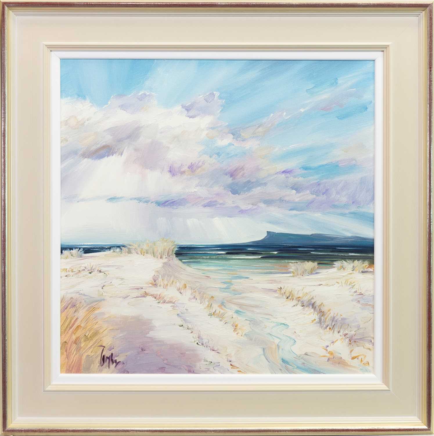 Lot 595 - WEST FROM ARISAIG, AN OIL BY TOM BARRON