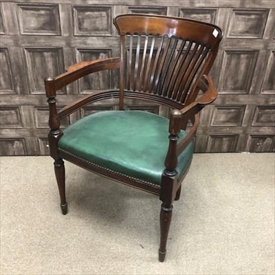 Lot 409 - A LATE 19TH CENTURY MAHOGANY RAIL BACKED ARMCHAIR