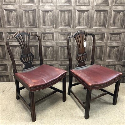 Lot 411 - A PAIR OF GEORGE III MAHOGANY DINING CHAIRS