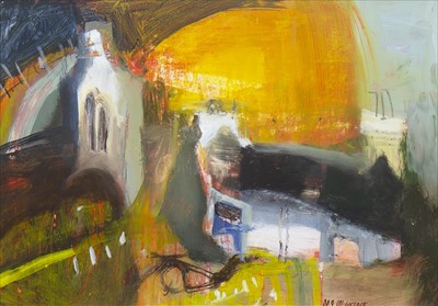 Lot 673 - BRIDGE OF AVON COTTAGES, A MIXED MEDIA BY MHAIRI MCGREGOR