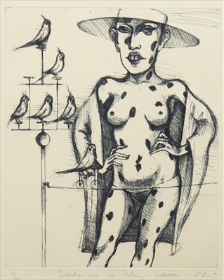 Lot 505 - DALMATIAN AND HER PERFORMING COCKTEILS, AN ETCHING BY KEITH MCINTYRE