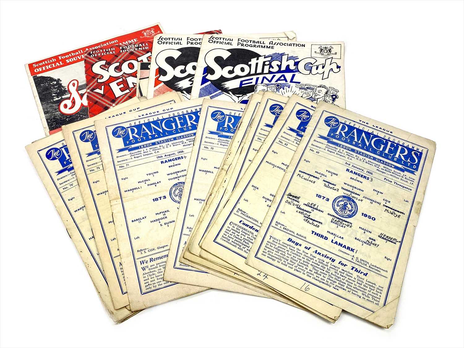 Lot 1742 - A LOT OF RANGERS F.C. PROGRAMMES DATING FROM 1950 ALONG WITH A SCOTTISH INTERNATIONAL PROGRAMME