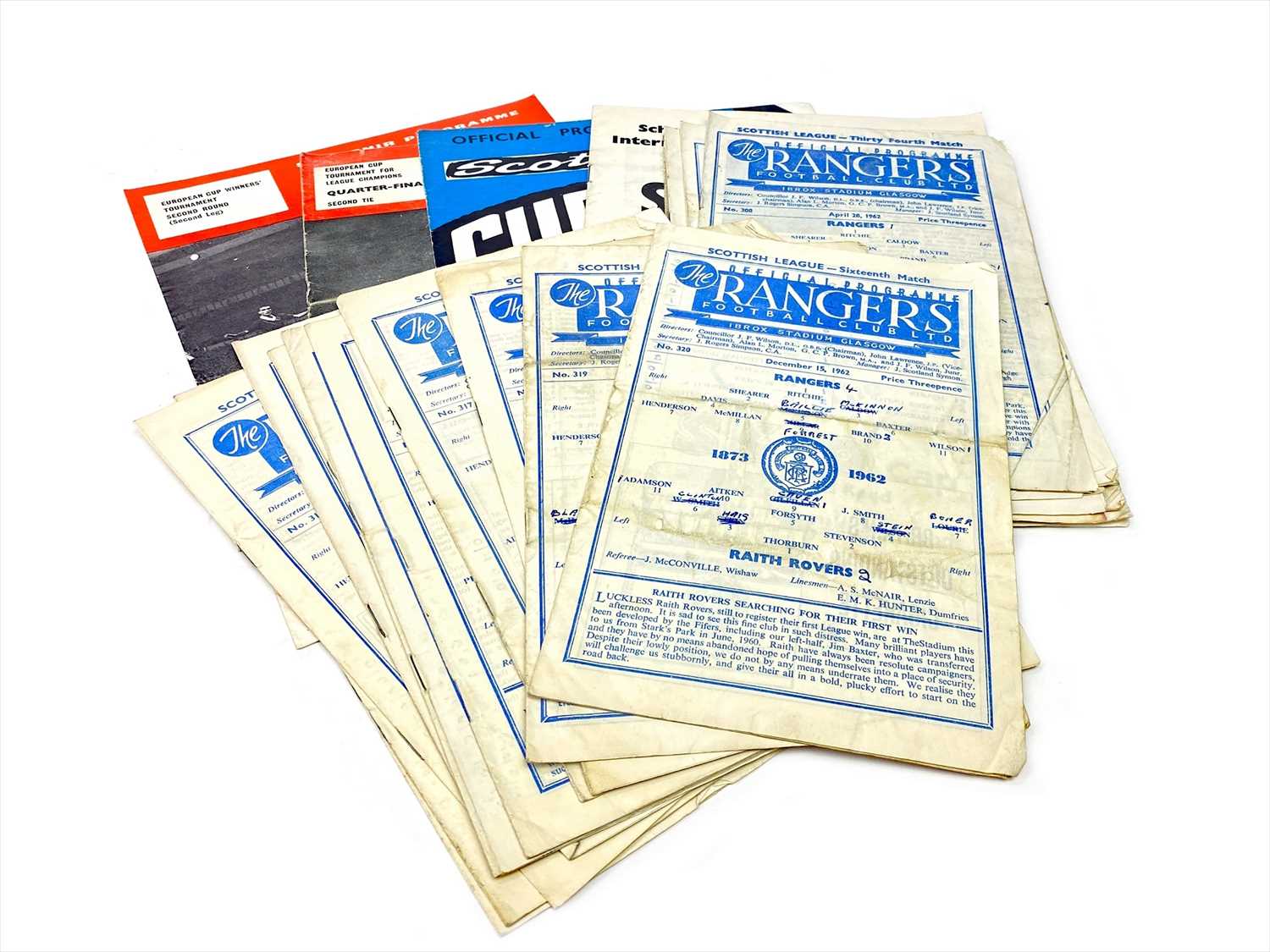 Lot 1754 - A LOT OF RANGERS F.C. PROGRAMMES DATING FROM 1962