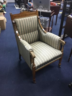 Lot 471 - A PAIR OF LATE VICTORIAN MARQUETRY ROSEWOOD ARM CHAIRS