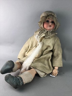 Lot 459 - A LARGE EARLY 20TH CENTURY GERMAN BISQUE HEADED DOLL