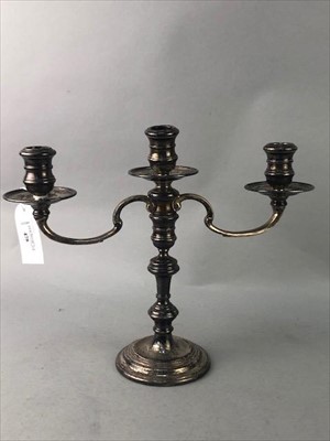 Lot 478 - A SILVER TWIN BRANCH CANDELABRA