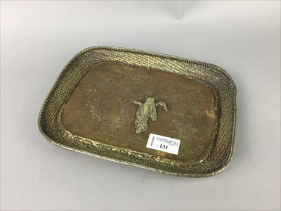Lot 131 - A JAPANESE BRONZED AND GILT METAL TRAY