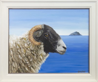 Lot 579 - A SHEEPISH LOOK, AN OIL BY  LYNNE JOHNSTONE