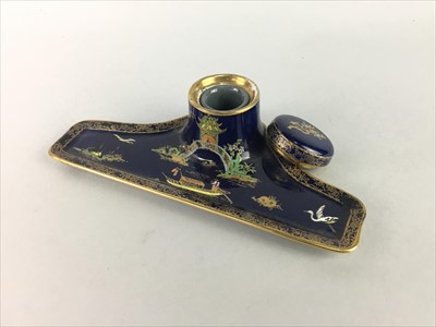 Lot 44 - A CARLTON WARE CHINOISERIE INKWELL ALONG WITH OTHER CERAMICS