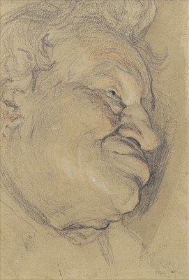 Lot 80 - HEAD STUDY OF A MAN, A PENCIL AND WASH BY FREDERICK JAMES SHIELDS