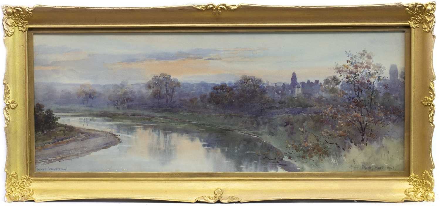 Lot 10 - COLDSTREAM FROM THE RIVER TWEED, A WATERCOLOUR BY FRANK WATSON WOOD
