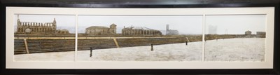 Lot 758 - VIEW OF GLASGOW FROM GOVAN DOCKS, AN OIL BY MICHAEL DURNING