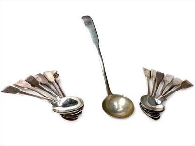 Lot 923 - A LOT OF SCOTTISH PROVINCIAL SILVER TEASPOONS AND A TODDY LADLE