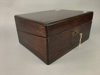 Lot 247 - A VICTORIAN ROSEWOOD PORTABLE WRITING BOX