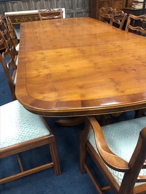 Lot 204 - A YEW WOOD DINING ROOM SUITE