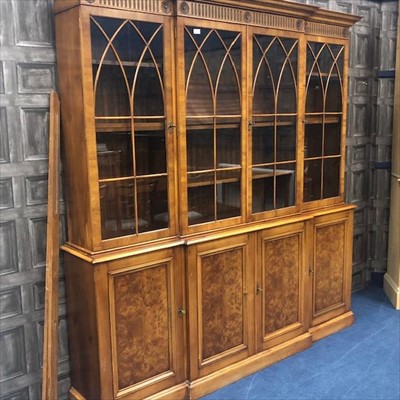 Lot 204 - A YEW WOOD DINING ROOM SUITE