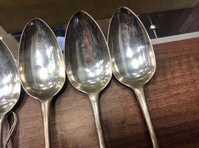 Lot 972 - A SET OF SIX GEORGE III SILVER TABLE SPOONS