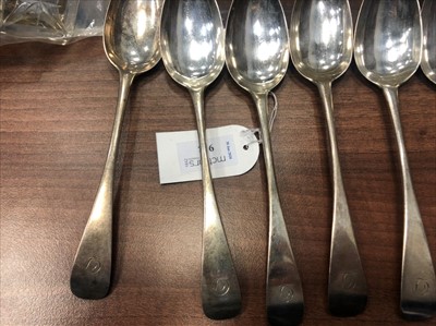 Lot 972 - A SET OF SIX GEORGE III SILVER TABLE SPOONS