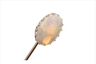 Lot 1308 - A LATE VICTORIAN OPAL PIN
