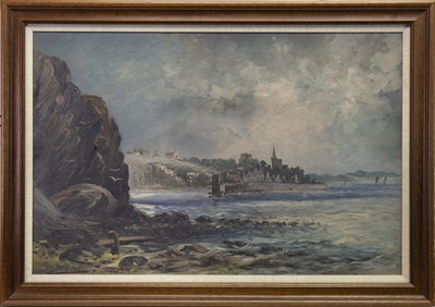 Lot 535 - OLD ST ANDREWS HARBOUR FROM THE SEA, AN OIL BY ALEXANDER BURKE