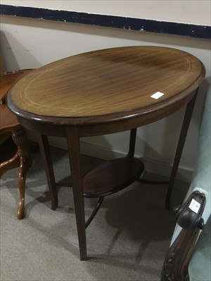 Lot 219 - AN EDWARDIAN OVAL OCCASIONAL TABLE AND ANOTHER