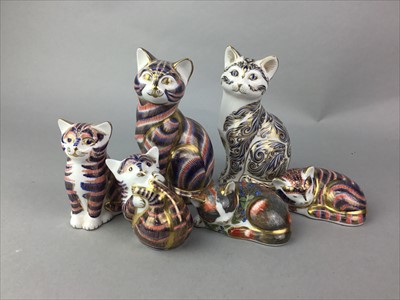 Lot 249 - A LOT OF SIX  ROYAL CROWN DERBY CAT PAPERWEIGHTS