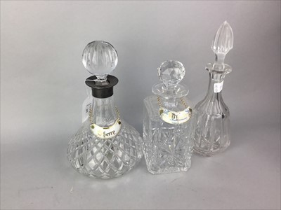 Lot 261 - A SILVER TOPPED CRYSTAL DECANTER AND OTHER GLASS WARE