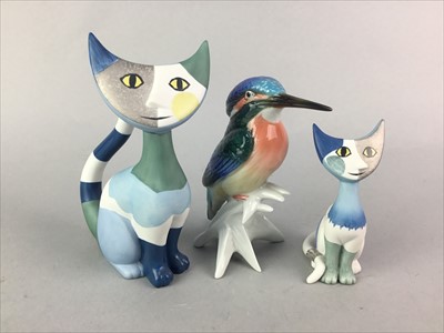 Lot 262 - A GOEBEL FIGURE OF A CAT, ANOTHER CAT AND A FIGURE OF A BIRD