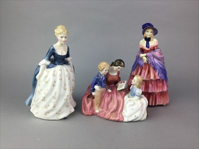 Lot 265 - A LOT OF THREE ROYAL DOULTON FIGURES OF 'ALISON', 'BEDTIME STORY' AND 'A VICTORIAN LADY'