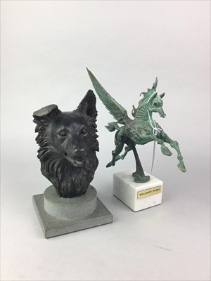 Lot 273 - A COMPOSITE BUST OF A BORDER COLLIE AND OTHER ITEMS